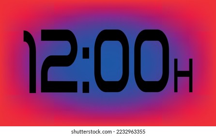 Twelve o'clock with red background and blue gradient