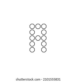 twelve octagons letter A, simple symbol line vector logo