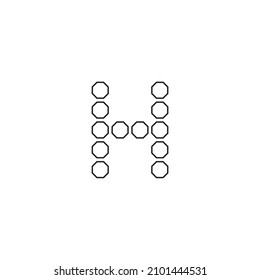 doce octagones letra H, logotipo del vector de línea de símbolo simple