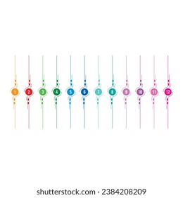 twelve option paragraph ornament group. colorful text ornament. twelve step book decoration