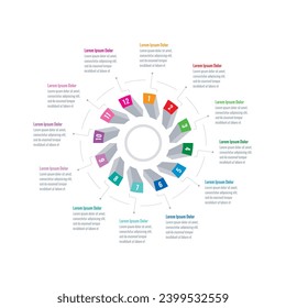 twelve options infographic template. wheel infographic template. annual report, education, internet, business, magazine infographic template