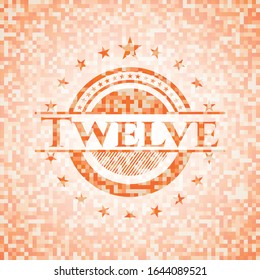 Zwölf orangefarbene Mosaikschilder. Vektorillustration Illustration. Detaillierte Angaben.