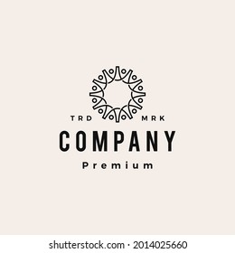 twelve people team work family hipster vintage logo vector icon illustration