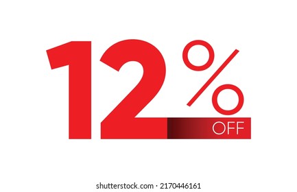 12% de descuento en tipografía vectorial. 12 por ciento fuera del vector, doce vector