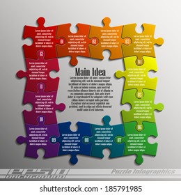 Twelve piece flat puzzle infographic presentation. 12 step circle business diagram. Twelve section compare service banner. Vector illustration template shape . 3d Abstract Background