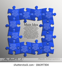 Twelve piece flat puzzle infographic presentation. 12 step circle business diagram. Twelve section compare service banner. Vector illustration template shape . 3d Abstract Background