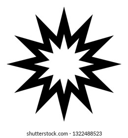 Twelve pointed star icon, simple design element isolated black on white