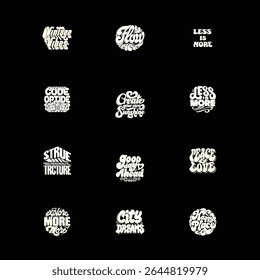 Twelve retro-style hand-lettered motivational quotes.