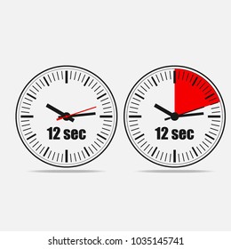 Twelve Seconds Clock on grey background. Two options.