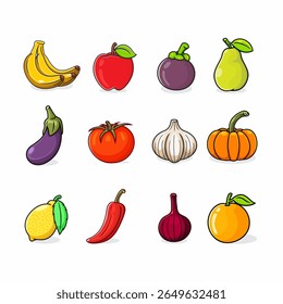  doze conjuntos de frutas coloridas e especiarias que você pode usar para livros infantis