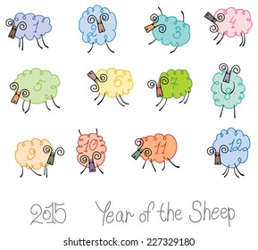 Twelve sheep. 2015. Year of the Sheep.