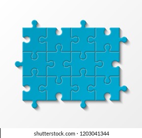 Twelve sided 3d puzzle presentation. Abstract puzzle infographic template with explanatory text field business statistics. Vector 12 pieces puzzles illustration. Section twelve compare service banner