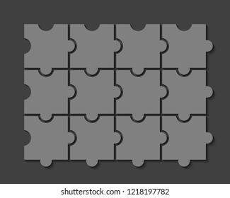 Twelve sided 3d puzzle presentation. Abstract puzzle infographic template with explanatory text field business statistics. Vector 12 pieces puzzles illustration. Section twelve compare service banner