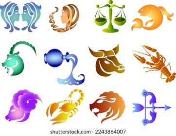 Twelve signs of the zodiac.