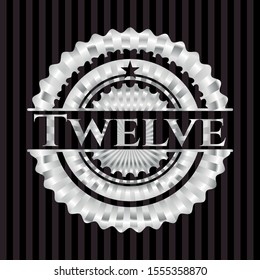Twelve silver badge or emblem. Vector Illustration. Mosaic.