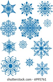 Twelve snowflakes for design