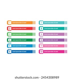 twelve step banner set. 1-12 steps bar banner concept