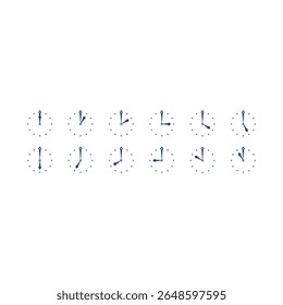interfaces de relógio de doze passos. Interfaces de relógio para negócios, educação, mundo da tecnologia. conceito de relógio de doze passos