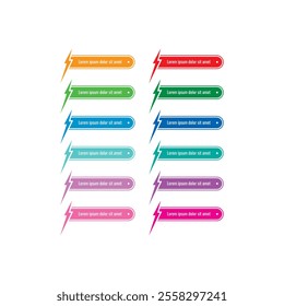 twelve step lightning symbol banner set. vector, colorful banner group