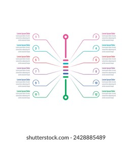 twelve steps infographic template. infographic template for business, science, industry, technology world. geometric informational template on white background