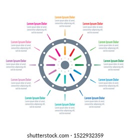 twelve steps infographic template. wheel information template. light infographic concept