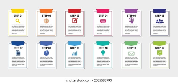 Twelve Timeline Infographic Template.Presentation Business Infographic Template With 12 Options