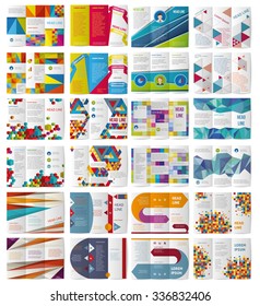 Twelve Trifold Vector  business brochures or magazine covers template.