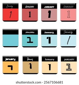 Twelve Unique January 1st Calendar Designs