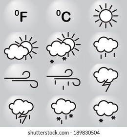 Twelve weather icons