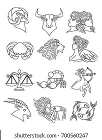 twelve zodiac constellation horoscope signs