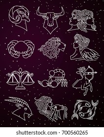 twelve zodiac constellation horoscope signs