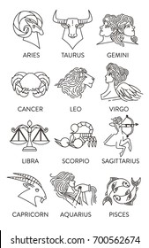 twelve zodiac constellation horoscope signs