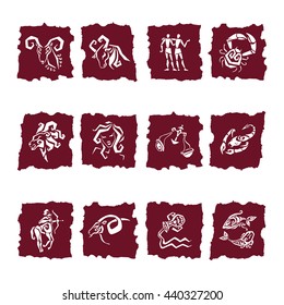Twelve Zodiac icon. Horoscope Zodiac Star signs. Astrological Illustrations