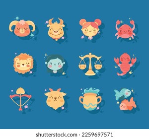 doce signos de zodiaco iconos bonitos