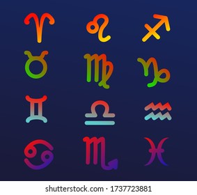 Twelve zodiac signs vector, horoscope, zodiac signs icons