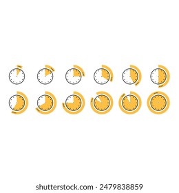 twelve-segment clock concept. Analog clock concept with 5 minute intervals. clock with 12 options