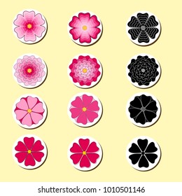 twelwe abstract flower icons set