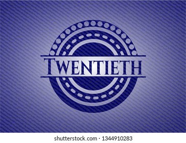 Twentieth badge with jean texture
