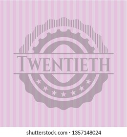 Twentieth badge with pink background