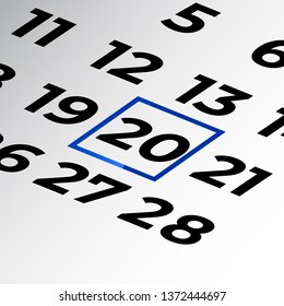 twentieth day of the calendar vector, isometric calendar