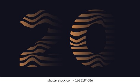 Twenty 20 number vector font alphabet, modern dynamic luxury flat design for your unique elements design ; logo, corporate identity, application, creative poster & more 