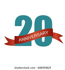 Twenty 20 Years Anniversary Label Sign for your Date. Vector Illustration EPS10
