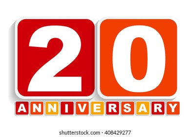 Twenty 20 Years Anniversary Label Sign for your Date. Vector Illustration EPS10