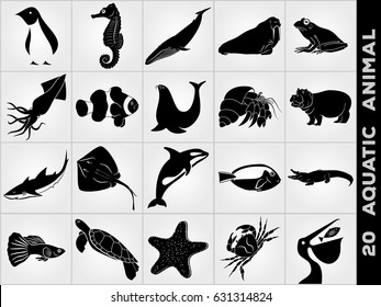 Twenty Aquatic Animals icon set