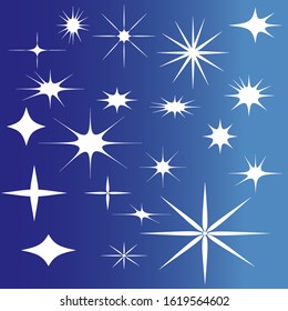 Twenty assorted sparkle, snowflake and bling vector shapes
