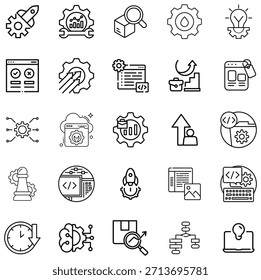 Veinte líneas negras que representan la tecnología y los conceptos de negocio gráfico de engranajes blancos