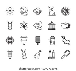 twenty chinese moon festival set items vector illustration design