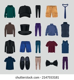 twenty clothes elegant realistic set icons