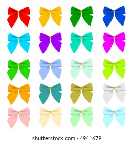 Twenty color variations of a bow