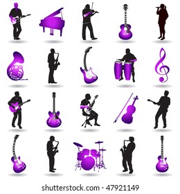 Twenty colorful vector music elements